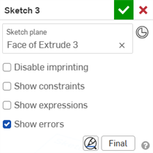Sketch dialog