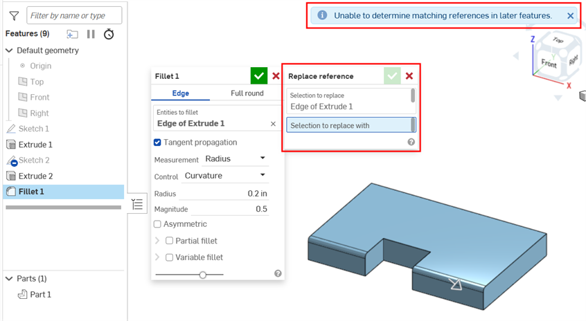 Reference repair example