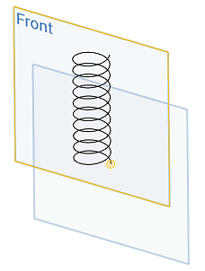 Creating a plane at the end point of the helix