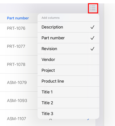 Add columns list