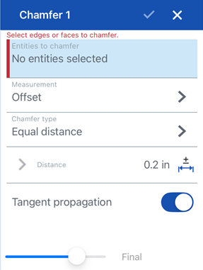 Dialogfenster „Fase“ bei iOS