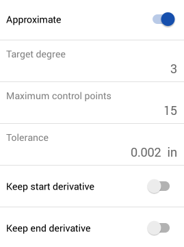 Annähern-Option im Dialogfenster „Kurve bearbeiten“ auf einem Android-Gerät