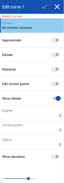 Dialogfenster „Kurve bearbeiten“ auf einem Android-Gerät