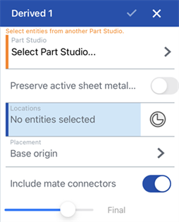 Dialogfenster „Abgeleitet“ in iOS