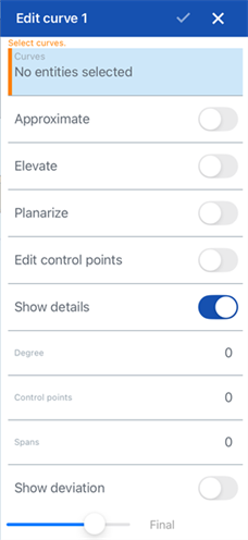 Edit curve dialog on iOS