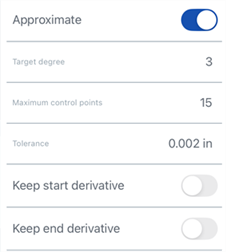 Edit curve: Approximate options on iOS