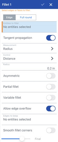 Fillet dialog