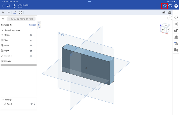Part Studio auf einem Vision Pro-Gerät zeigen