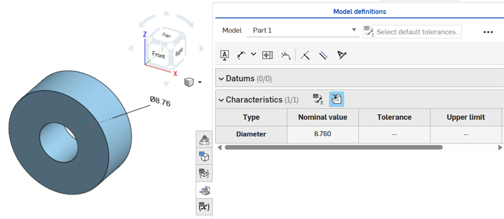 Revolve showing a diameter dimension from a centerline