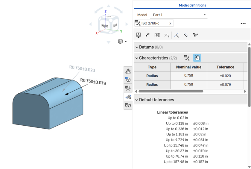 Fillet dimension example