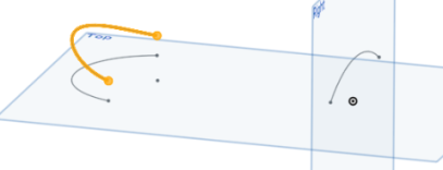 Example of projected curve tool in use