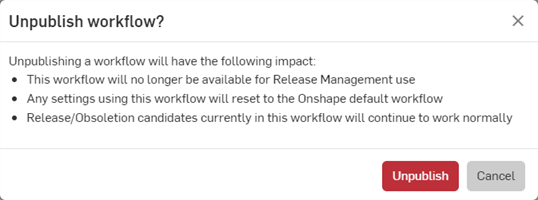 Dialogfenster „Veröffentlichung von Workflow zurücknehmen“