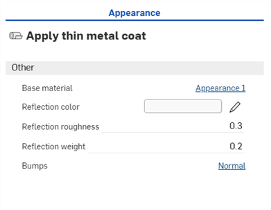 Parameter für das Aussehen „Dünne Metallbeschichtung“