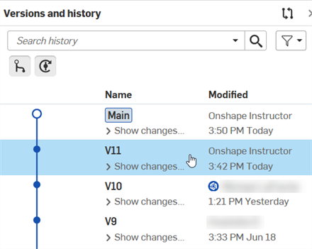 Selecting a Document version