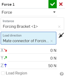 Dialogfenster „Simulationskraft“