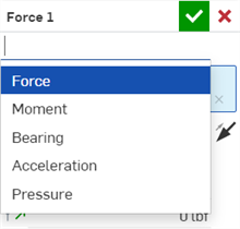 Dropdown-Optionen für die Last