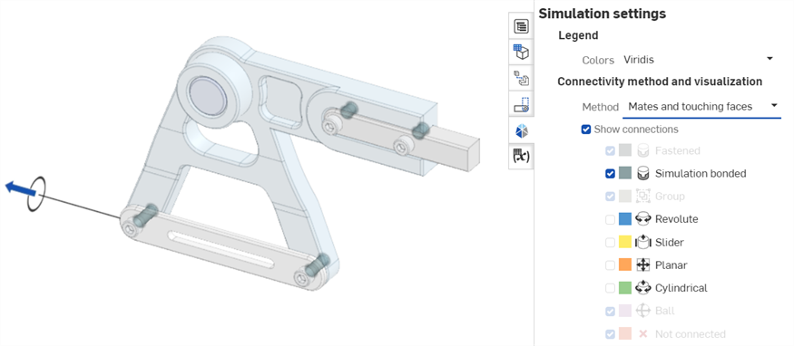 Simulationsverbindungsmethode auf Verknüpfungen und berührende Flächen schalten