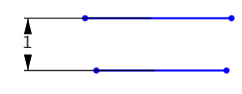 Beispiel für das lineare Maß, das zur Bemaßung zwischen zwei parallelen Linien verwendet wird