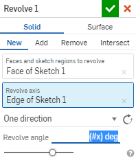 Example using a variable in a solid part feature