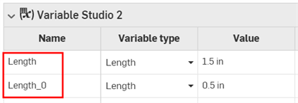 Variable Studio mit einem automatisch korrigierten Variablennamen