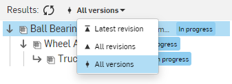 Beispiel für die Änderung der Version oder Revision, für die Ergebnisse angezeigt werden