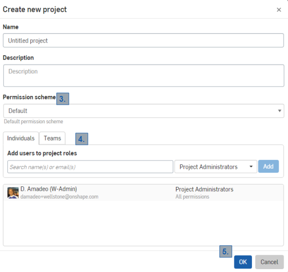 Cuadro de diálogo Crear nuevo proyecto