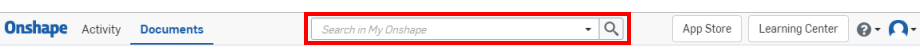 Ejemplo de barra de búsqueda avanzada delineada en rojo