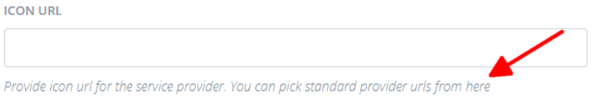 Ícono de cuadro URL del proveedor de servicios