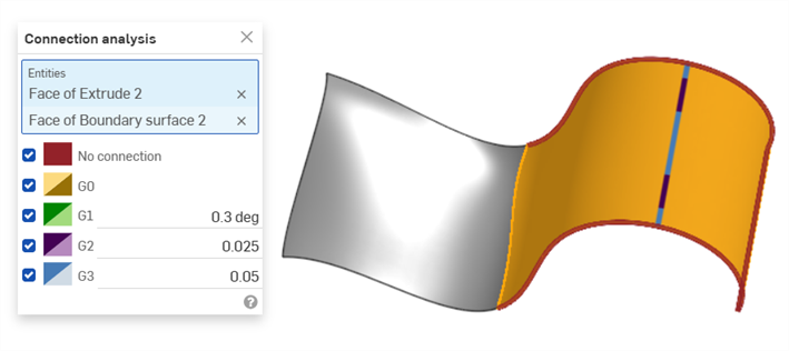 Connection analysis example: 2 faces