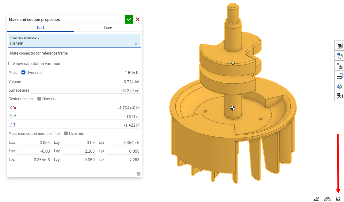 Mass and section properties dialog