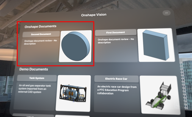 Second document in Apple Vision Pro