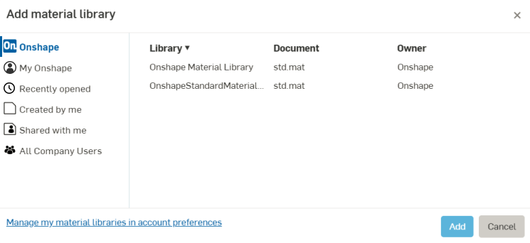 Agregar filtros de búsqueda de bibliotecas de materiales