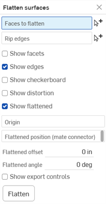 Flatten surfaces dialog