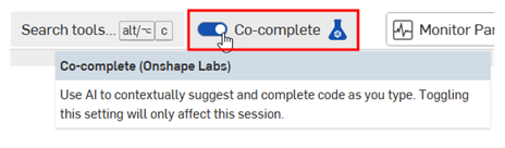 Activación/desactivación de la opción FeatureScript Co-complete en un elemento Feature Studio