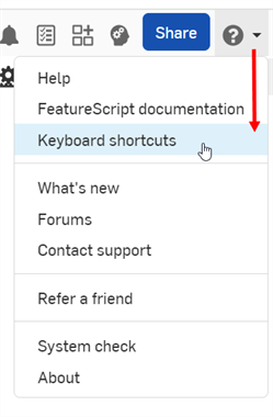 Help menu: Keyboard shortcuts