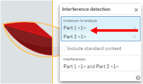 Ejemplo de la opción de visualización de detección de interferencias