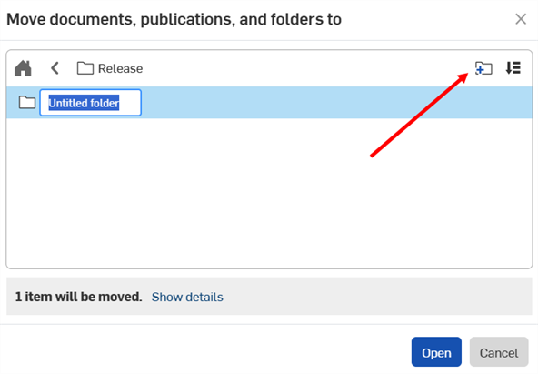 Click the New folder icon to create a new folder inside the current one