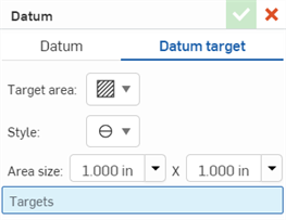 Configuración del área del objetivo rectangular en el cuadro de diálogo de destino de referencia