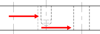 ejemplo de cómo mostrar roscas (líneas en las que se indican los taladros roscados)