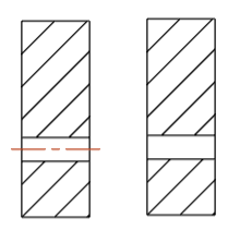 Ejemplo de líneas centrales que se muestran y líneas centrales ocultas