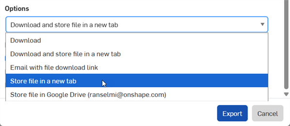 Export Drawing dialog: Options
