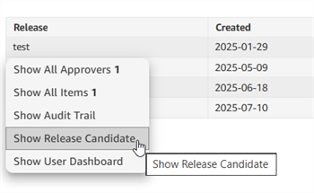 Accessing release candidate dashboard