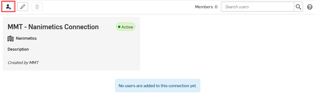 Add users button highlighted in the Connection window