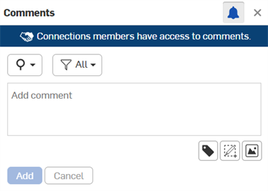 Comments panel with external connection banner