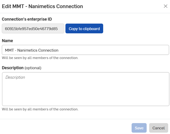 Edit connection dialog