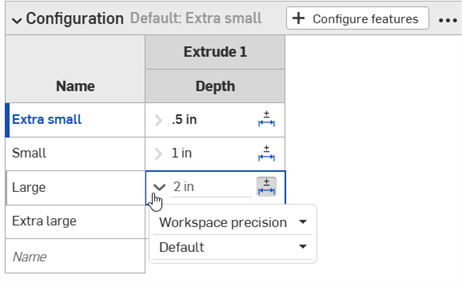 Selecting Tolerance options settings from an option value