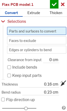Flex PCB Model dialog: Convert