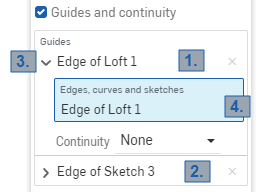 Ejemplo de cómo seleccionar curvas conectadas tangencialmente como una sola guía