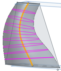 Ejemplo con Spline seleccionada como la trayectoria y el recuento de secciones, que da 10