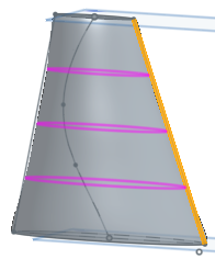 Ejemplo con una línea recta seleccionada como trayectoria y el recuento de secciones que da 3